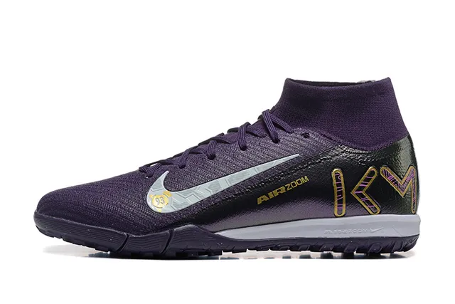 Nike Púrpura Plateado Cuello Sock-Fit Textured Knit Upper Zapatillas de fútbol indoor 10
