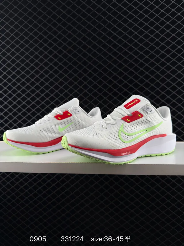 Nike Quest 6 White Green Breathable Mesh Upper Midfoot Strap Overlay Running Shoes 3