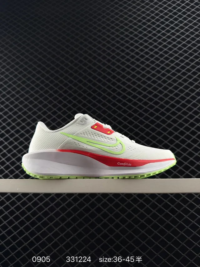 Nike Quest 6 White Green Breathable Mesh Upper Midfoot Strap Overlay Running Shoes 7