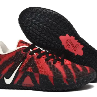 Nike Red Black Knit Upper Striped Pattern Sneakers