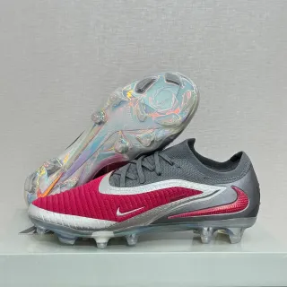 Nike Vermelho Cinza Upper Knit Assimétrico Overlay Prata Tacón Firme Sapatos de Futebol