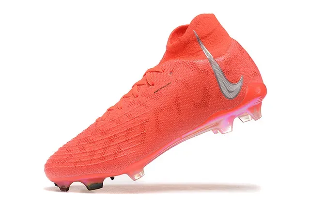 Nike Red Silver Knit Upper Translucent TPU Heel Cage Firm-Ground Soccer Shoes 5