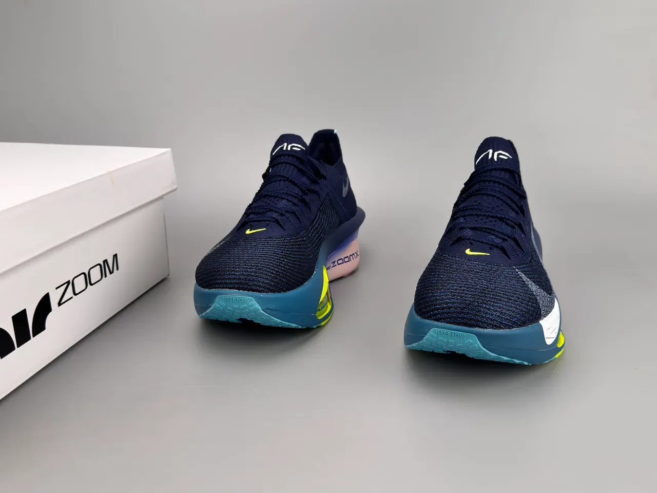 Nike Road Racing AF Bleu Marine Rose Jaune Néon Chaussures de course 3