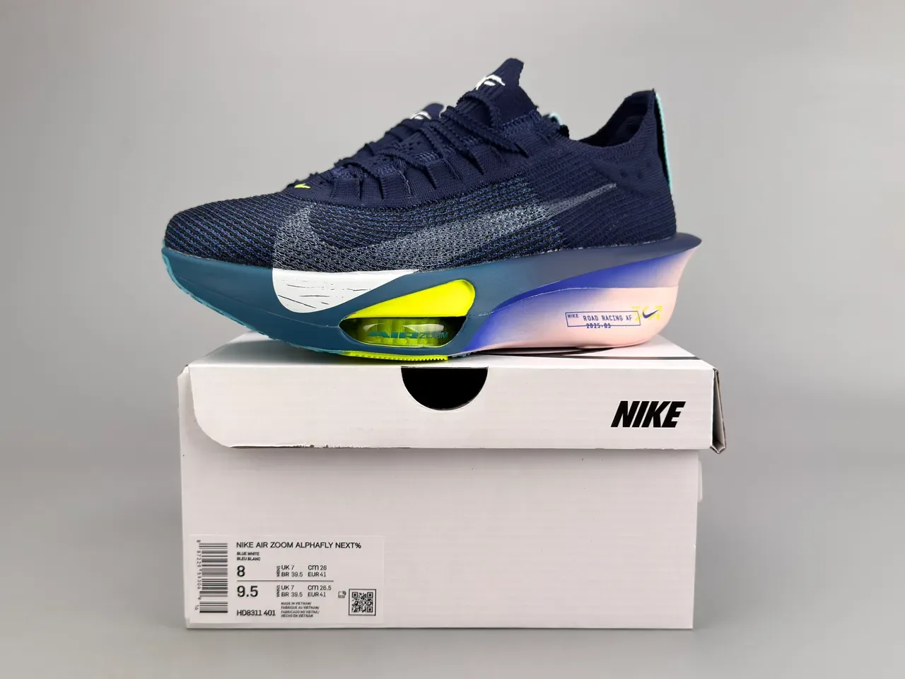 Nike Road Racing AF Bleu Marine Rose Jaune Néon Chaussures de course 4