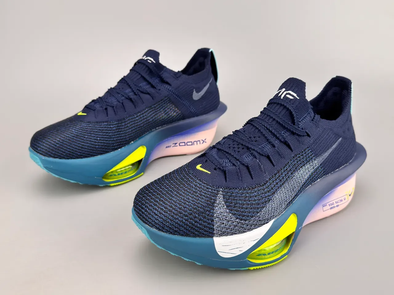 Nike Road Racing AF Bleu Marine Rose Jaune Néon Chaussures de course 5