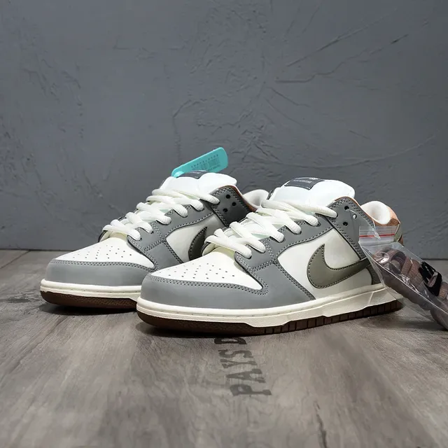 耐克 SB Dunk Low 灰白橄榄滑板鞋 4