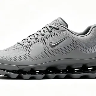 Nike Shox رمادي أسود شبك مصممة لوحات تراكب مثقوبة أحذية رياضية أسلوب حياة