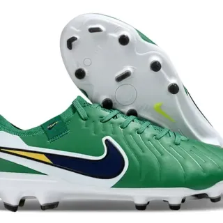 Nike Tiempo हरी सफेद नेवी पीली Firm-Ground फुटबॉल जूते