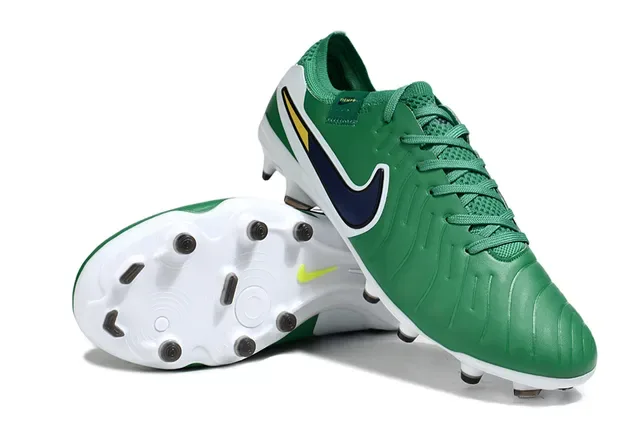 Nike Tiempo 绿色白色海军蓝黄色 Firm-Ground 足球鞋 4