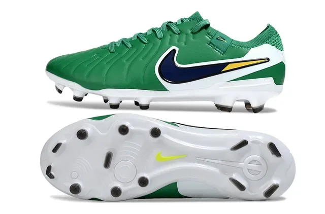 Nike Tiempo 绿色白色海军蓝黄色 Firm-Ground 足球鞋 6