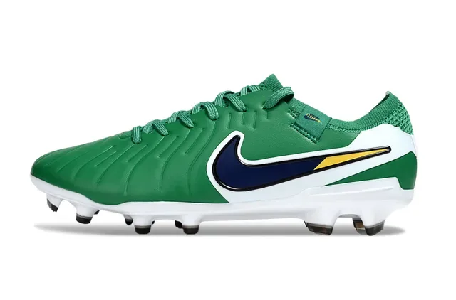 Nike Tiempo 绿色白色海军蓝黄色 Firm-Ground 足球鞋 7