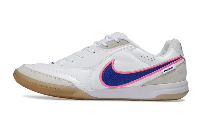 Nike Tiempo সাদা নীল লো-টপ চামড়া-सuede উপর ইন্ডোর সকার জুতো 7