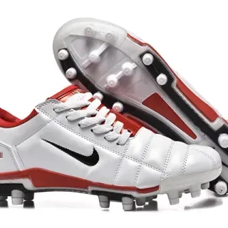 Nike Total 90 III Sapatos de futebol brancos vermelhos pretos para solo firme