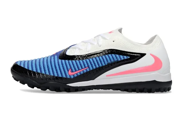 Nike White Blue Low-Cut Knit Upper Turf Soccer Shoes 8