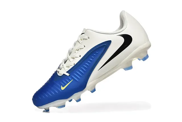 Nike White Blue Low-Cut Synthetic Upper Ribbed Forefoot Overlay Firm-Ground Soccer Shoes 4