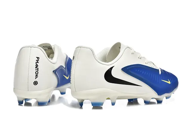 Nike White Blue Low-Cut Synthetic Upper Ribbed Forefoot Overlay Firm-Ground Soccer Shoes 5