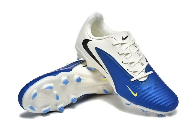 Nike White Blue Low-Cut Synthetic Upper Ribbed Forefoot Overlay Firm-Ground Soccer Shoes 7