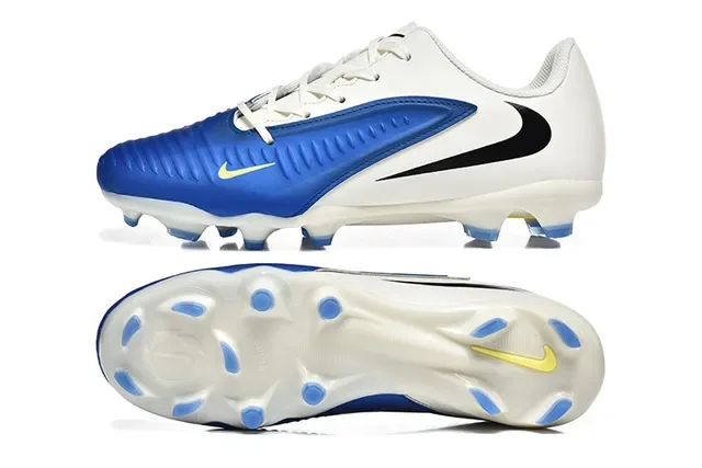 Nike White Blue Low-Cut Synthetic Upper Ribbed Forefoot Overlay Firm-Ground Soccer Shoes 9