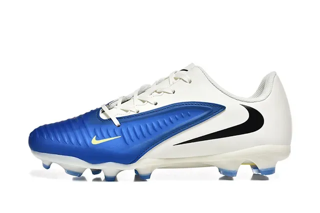 Nike White Blue Low-Cut Synthetic Upper Ribbed Forefoot Overlay Firm-Ground Soccer Shoes 10