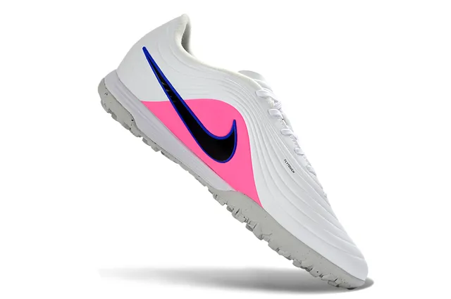 Nike Blanc Bleu basse haut synthétique superposition avant-pied côtelé gazon chaussures de football 11