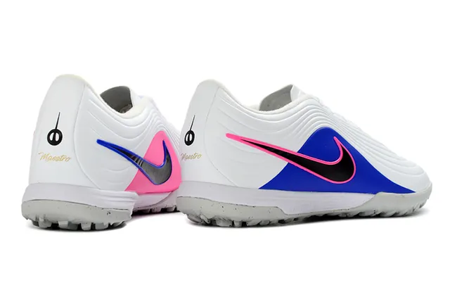 Nike Blanc Bleu basse haut synthétique superposition avant-pied côtelé gazon chaussures de football 15