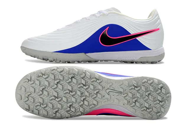 Nike Blanc Bleu basse haut synthétique superposition avant-pied côtelé gazon chaussures de football 16