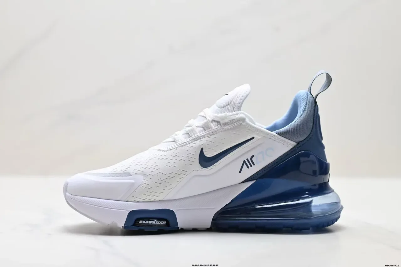 Nike chaussures lifestyle blanches et bleues à tige en maille perforée visible unité Air Zoom 7