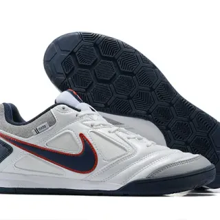 Nike Chaussures de football indoor cuir synthétique blanc navy low top
