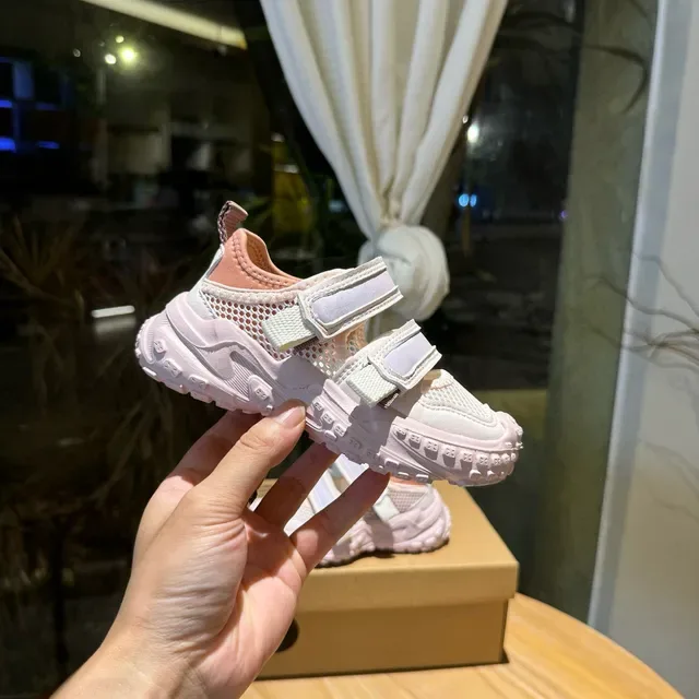 Nike White Pink Chunky Sole Dual Velcro Straps Lifestyle Sneakers 23