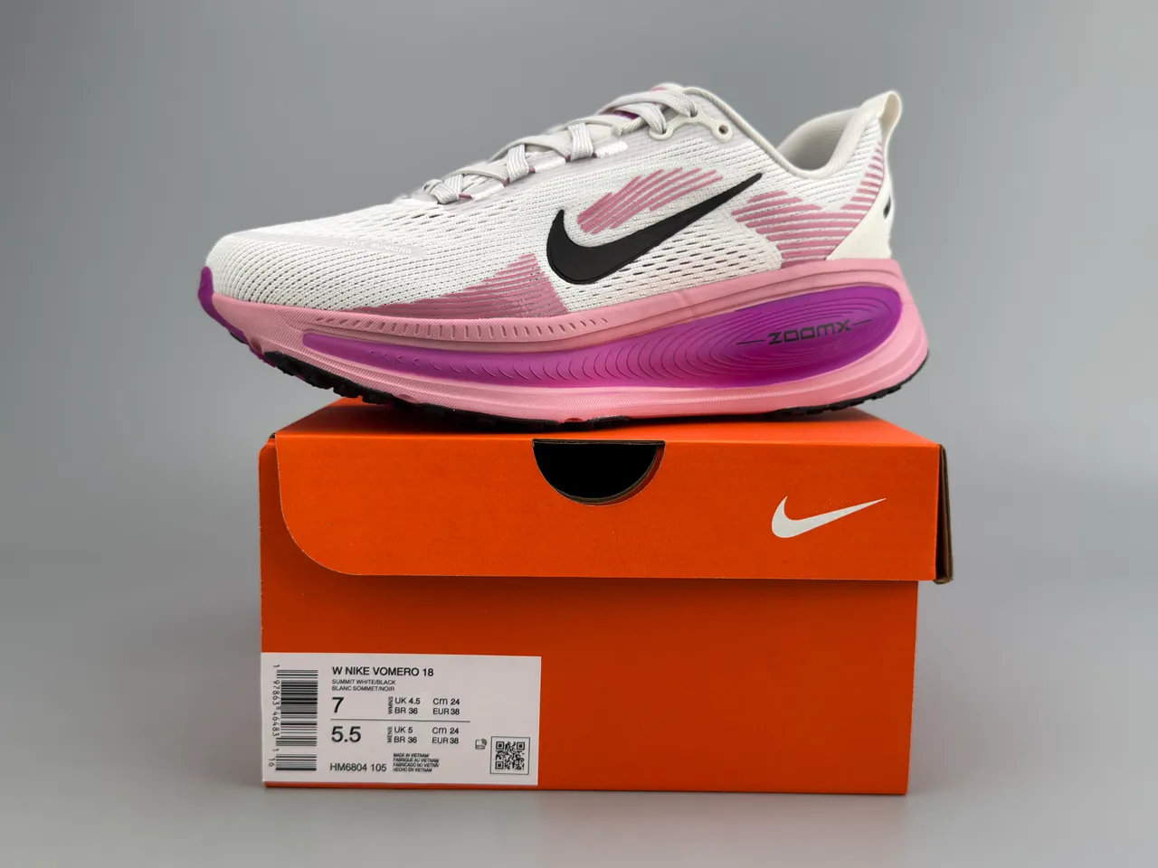 Nike White Pink Engineered Mesh Upper Wave-Pattern Synthetic Overlays Running Shoes 4
