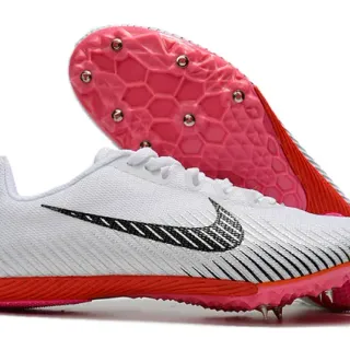 Nike Sapatos de corrida branco e rosa low-cut racing spike upper de malha engenheirada