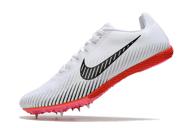 Nike White Pink Low-Cut Racing Spike Engineered Mesh Upper Running Shoes 24