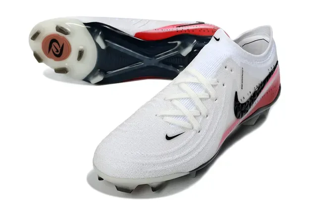 Nike Blanco Rojo Low-Cut Knit Bootie Geometric Swoosh Overlay Firm-Ground Zapatos de Fútbol 4