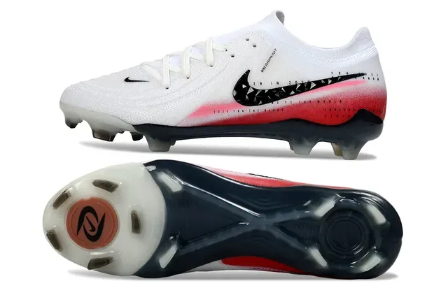 Nike Blanco Rojo Low-Cut Knit Bootie Geometric Swoosh Overlay Firm-Ground Zapatos de Fútbol 6