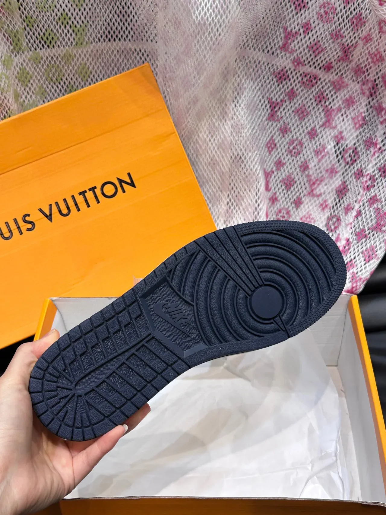Nike x Louis Vuitton Dunk Low White and Navy Monogram Lifestyle Sneakers 9