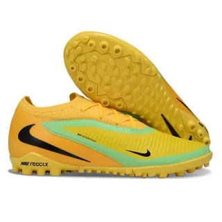 Nike Yellow Green Low-Cut Synthetic Upper Ribbed Forefoot Cage Artificial-Grass Soccer Shoes