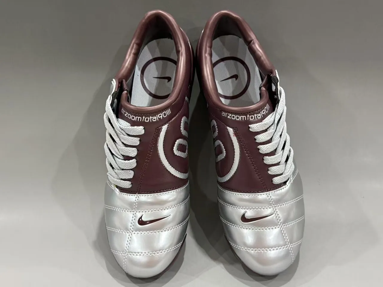 Nike Zoom Air Metallic Silver and Burgundy Firm-Ground Soccer Shoes 5