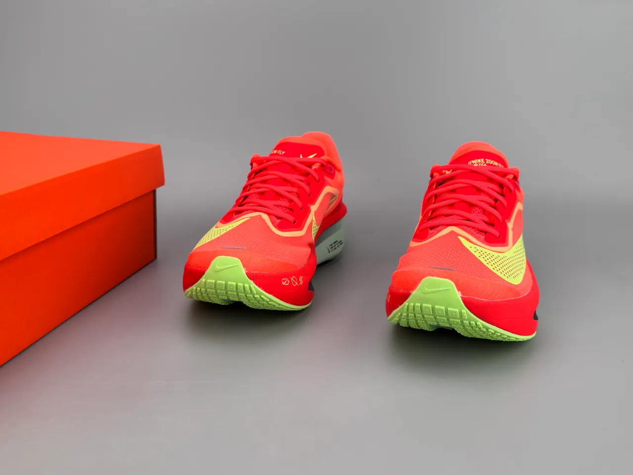 Nike Zoom Fly Red Yellow Racing Silhouette Engineered Mesh Upper Running Shoes 5