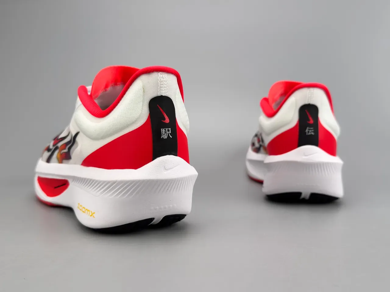 Nike Zoom Fly White Red Flame-Print Mesh Upper Full-Length ZoomX Midsole Running Shoes 6