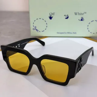 Off-White Angular Geometric Black Frame Yellow Lens Sunglasses