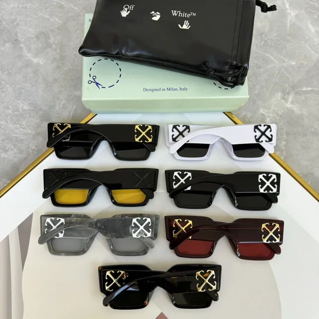 Off-White Angular Geometric Black Frame Yellow Lens Sunglasses 2