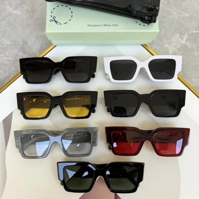 Off-White Angular Geometric Black Frame Yellow Lens Sunglasses 3