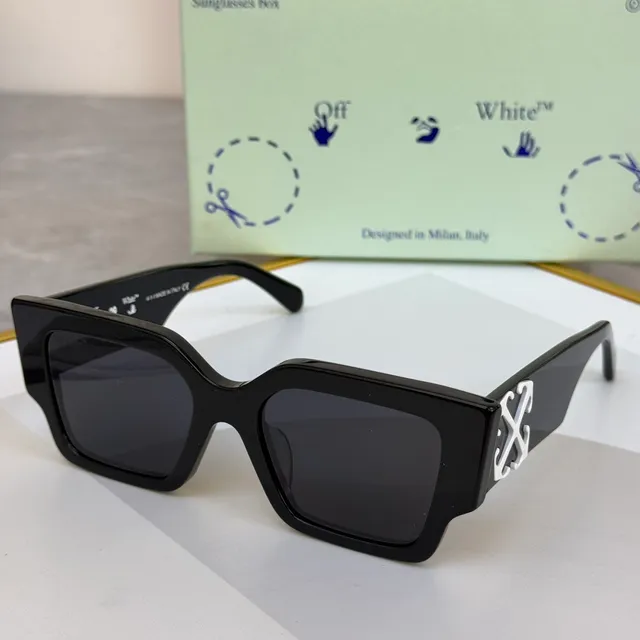 Off-White Angular Geometric Black Frame Yellow Lens Sunglasses 5