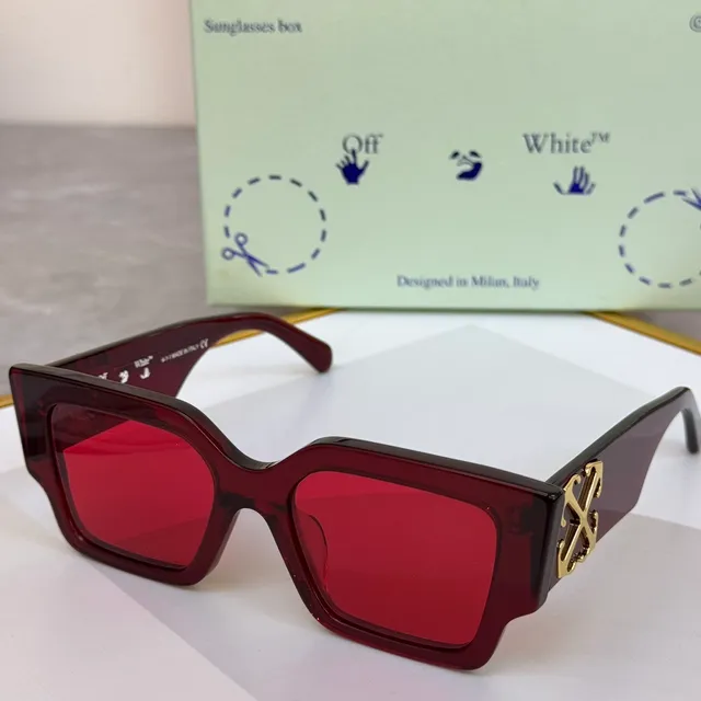 Off-White Angular Geometric Black Frame Yellow Lens Sunglasses 6