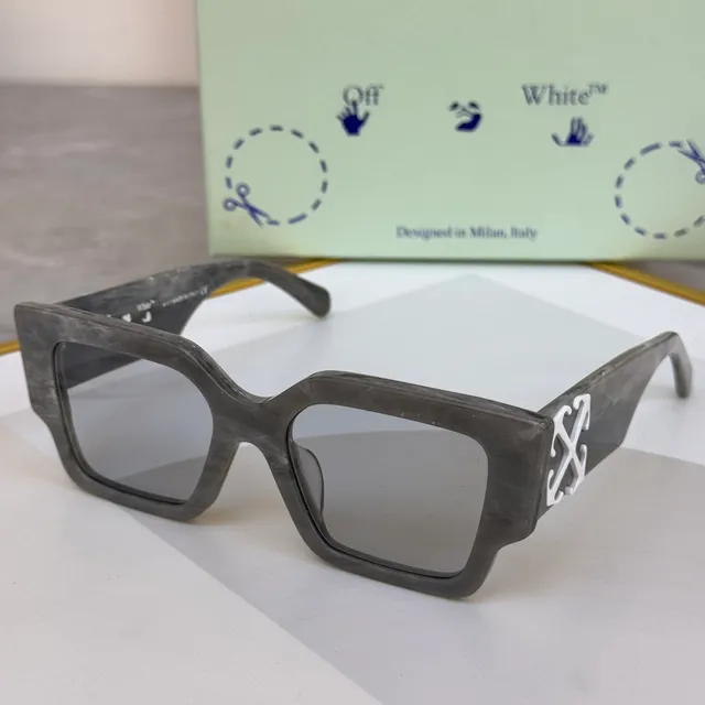 Off-White Angular Geometric Black Frame Yellow Lens Sunglasses 7