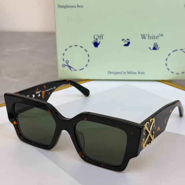 Off-White Angular Geometric Black Frame Yellow Lens Sunglasses 8