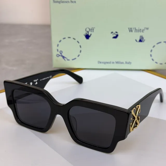 Off-White Angular Geometric Black Frame Yellow Lens Sunglasses 9