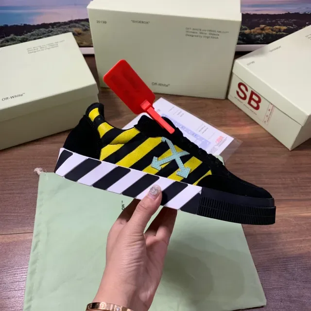 Off-White Black and Yellow Striped Arrow Logo Lifestyle Sneakers 2