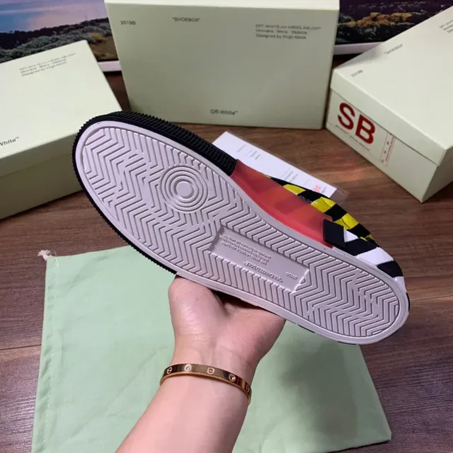 Off-White Black and Yellow Striped Arrow Logo Lifestyle Sneakers 3