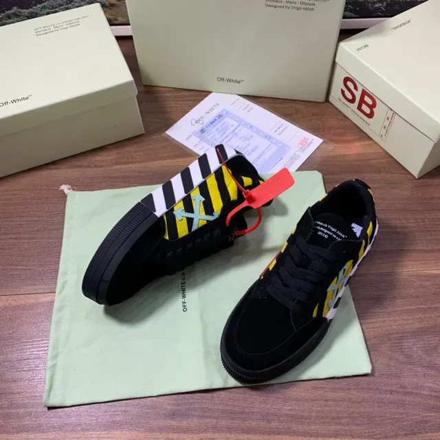 Off-White Black and Yellow Striped Arrow Logo Lifestyle Sneakers 6
